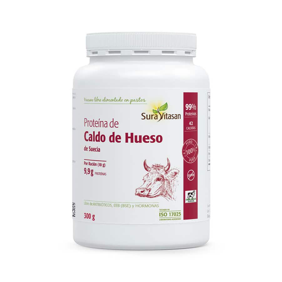 Proteína do Caldo de Osso 300 g Sura Vitasan é uma fonte natural e versátil de proteína de bovino para a rotina do teu dia a dia.