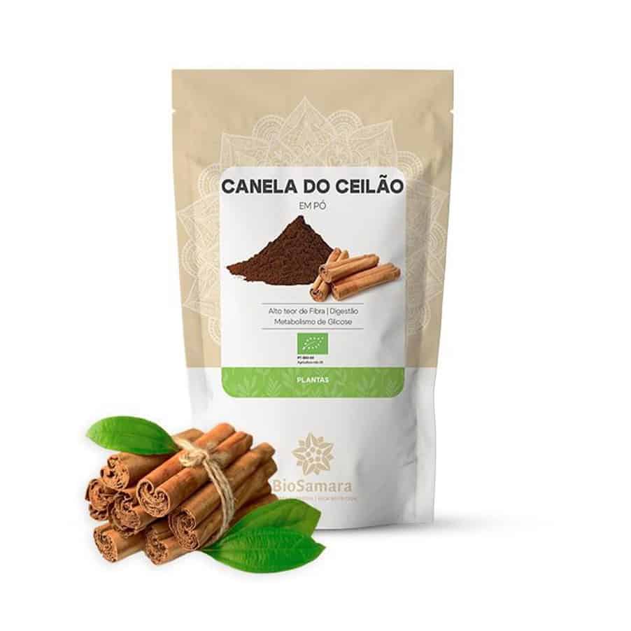 Canela do Ceilão em Pó BioSamara 125 g, especiaria em pó de origem vegetal para usar em bebidas, sobremesas e receitas.
