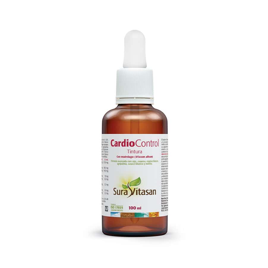 Cardio Control é um suplemento alimentar em solução oral (tintura líquida) que combina 8 plantas: alho, espinheiro-branco, visco, agripalma, caiena...