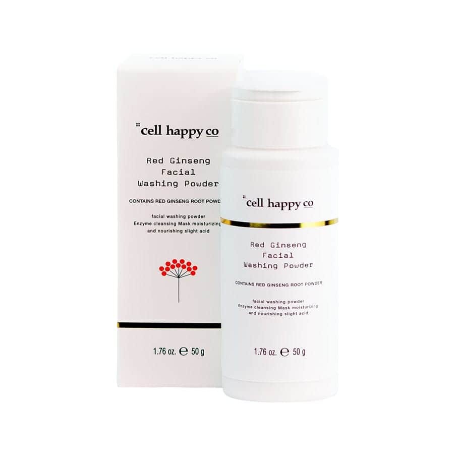 Red Ginseng Facial Washing Powder contém 10% de pó de ginseng vermelho que deixa o tom da pele mais brilhante.