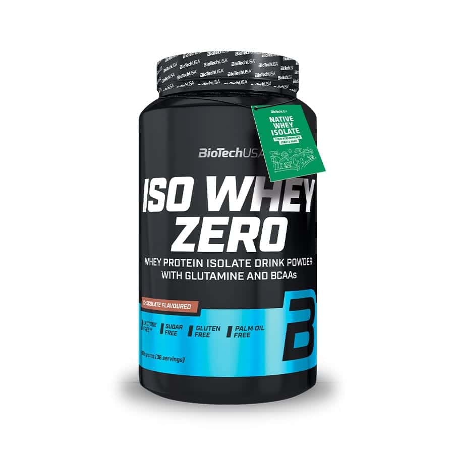 Iso Whey Zero Chocolate de Biotech USA é uma proteína isolada de soro de leite sem açúcar e sem lactose, ideal para quem busca uma recuperação muscular