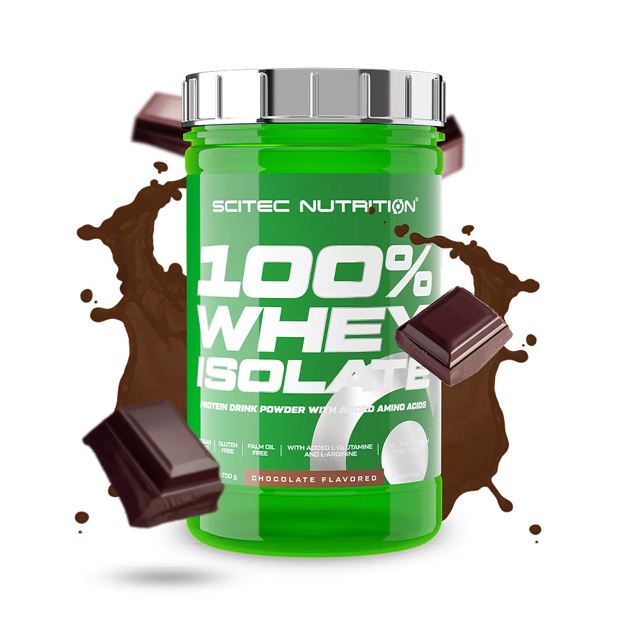 A 100% Whey Isolate Scitec Nutrition é uma proteína em pó com sabor a baunilha chocolate e morango com chocolate branco, formulada com proteína isolada de soro de leite. 