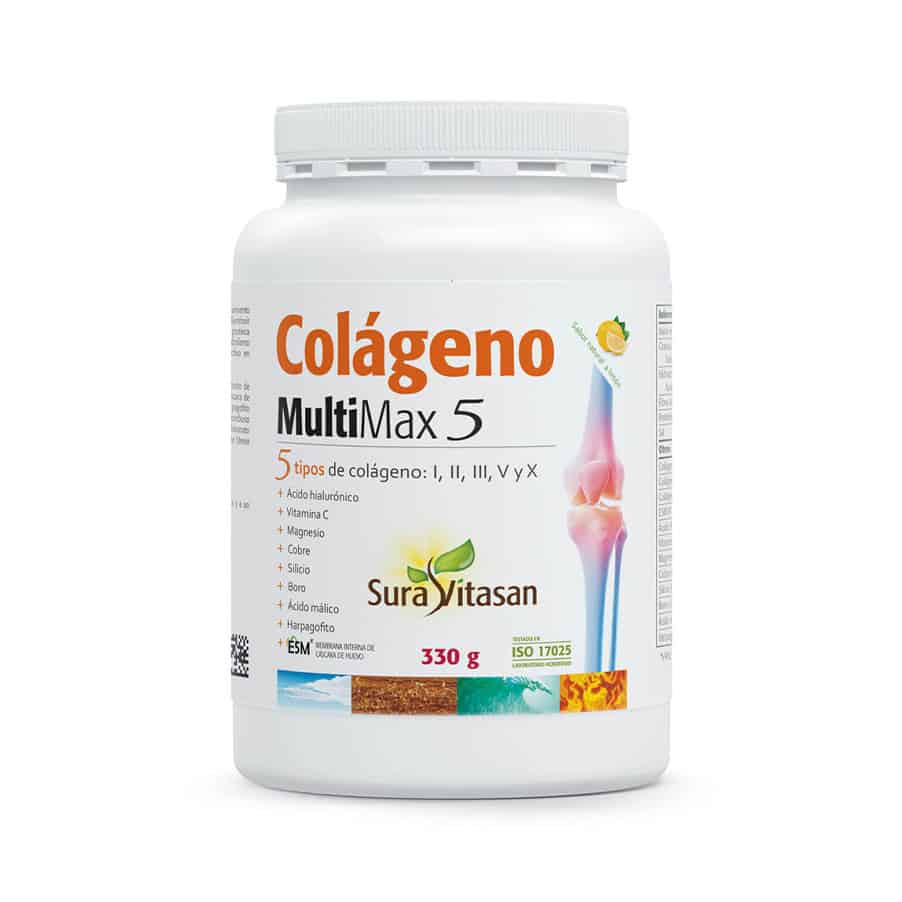 Colagénio MultiMax 5 330 gr Sura Vitasan é uma fórmula versátil com cinco tipos de colagénio para a rotina do teu dia a dia.