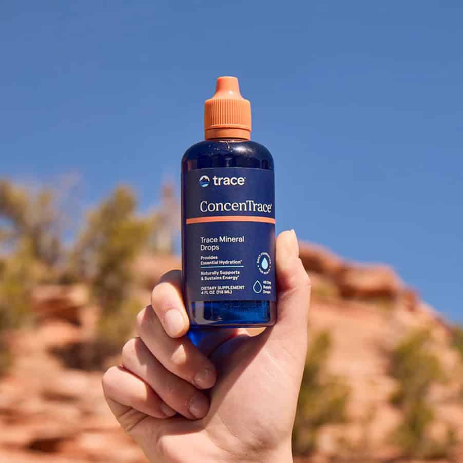 ConcenTrace Drops da Trace Minerals, um concentrado líquido de minerais prático para complementar a rotina diária.