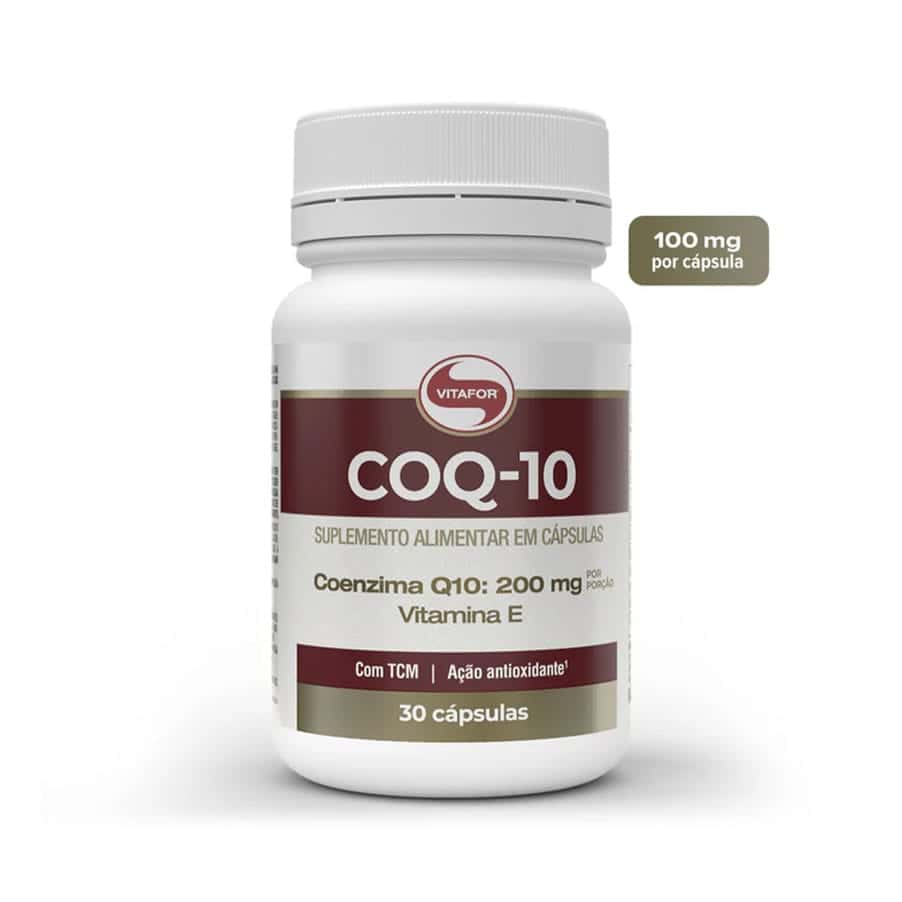 A Coenzima Q10 da Vitafor é um suplemento alimentar que fornece 200 mg de coenzima Q10 por dose, combinada com vitamina E e triglicéridos de cadeia média