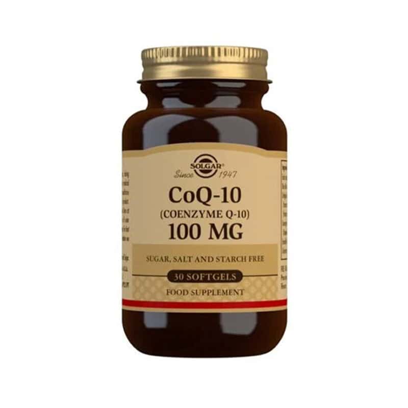 Coenzima Q10 100mg 30 Cápsulas Solgar é um suplemento alimentar que fornece 100 mg de coenzima Q10 por cápsula.