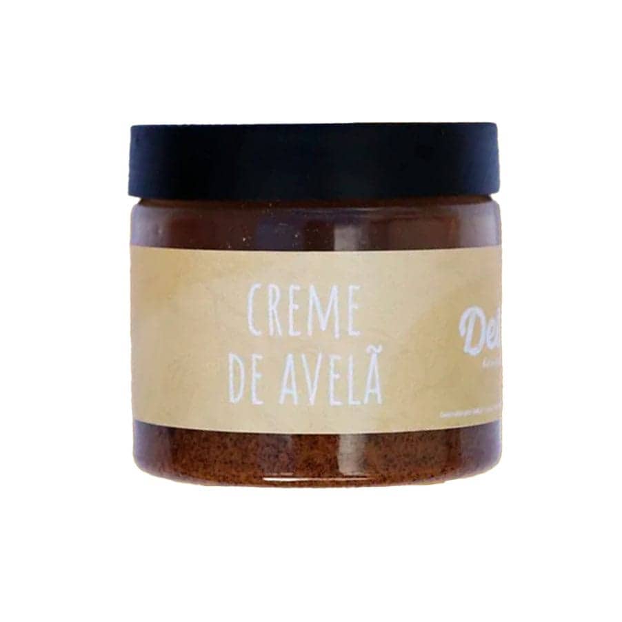 Creme de Avelã 180gr Dellium em frasco de pasta cremosa de avelã.