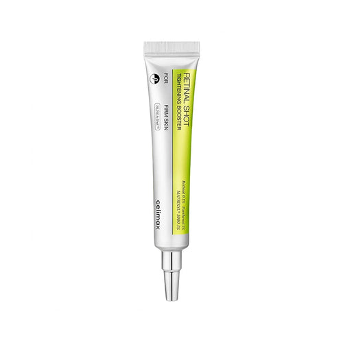 O Creme Vita A Retinal Shot Tightening Booster da Celimax é um booster de rosto com 0,1% de retinal lipossomado, 3% Matrixyl, 1% pantenol e tecnologia A-Shot™