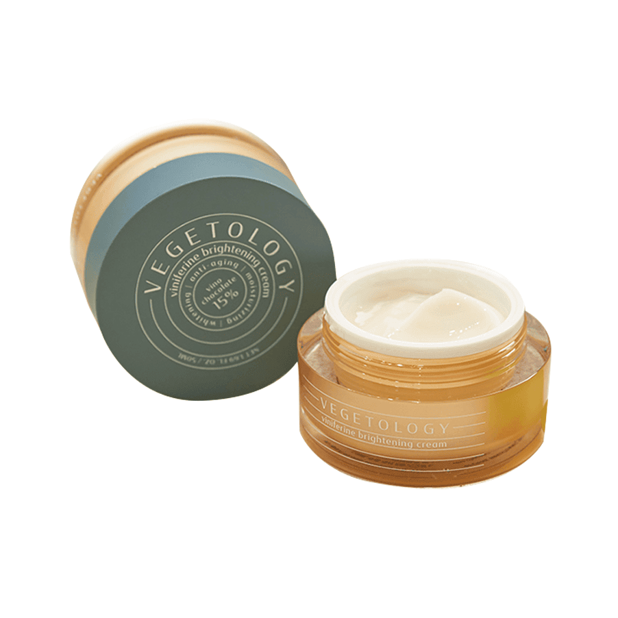 Creme Iluminador de Viniferina Vegetology com extrato de células de flores de videira, embalagem de 50 ml.