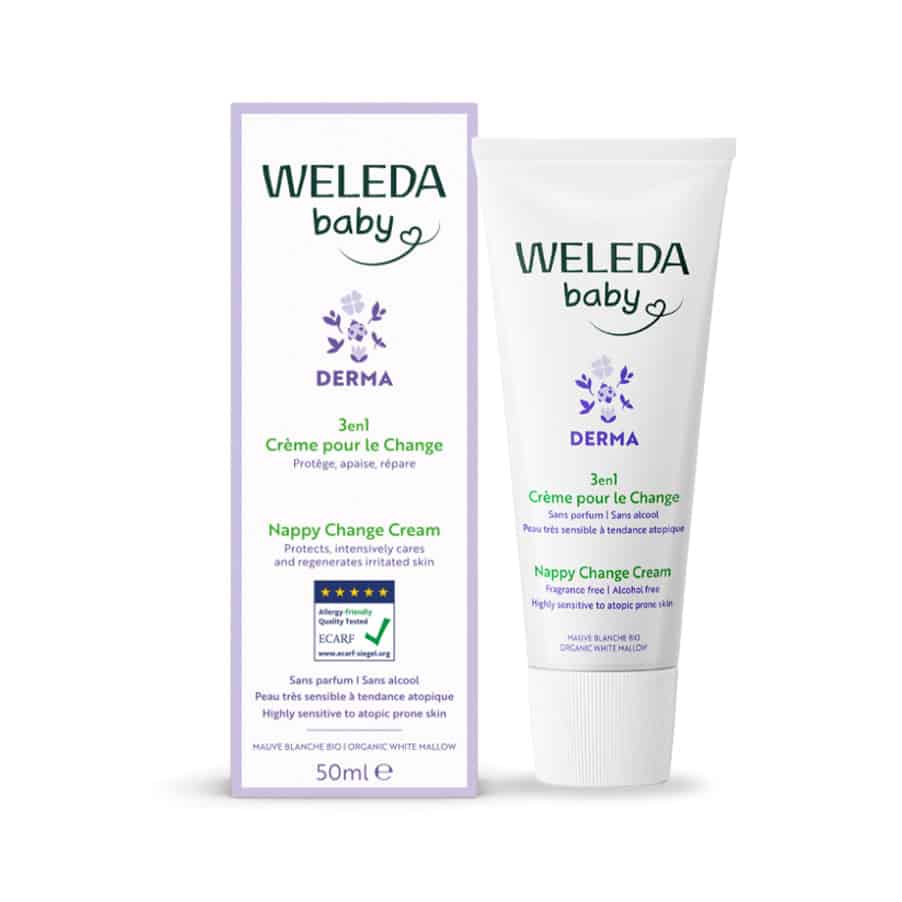 Creme Muda Fraldas Derma 3 em 1 50ml Weleda é um creme protetor para a zona da fralda que ajuda a acalmar, proteger e regenerar a pele delicada do bebé.