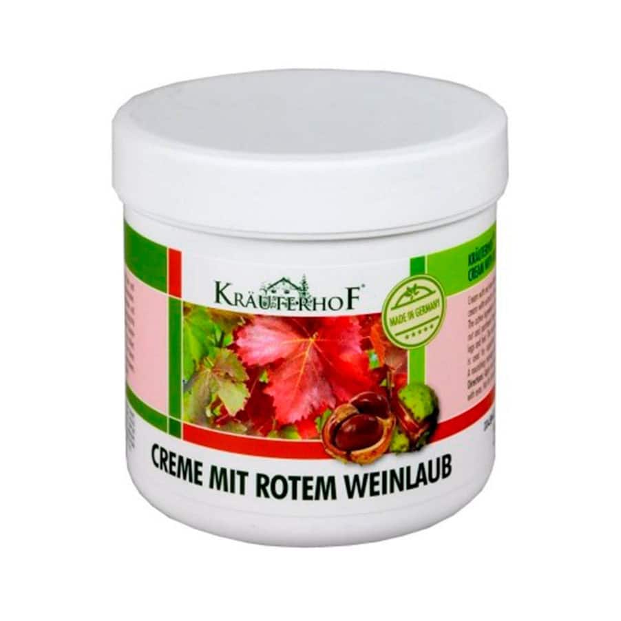 O Creme Mit Rotem Weinlaub com Folhas de Videira Vermelha é um creme revitalizante formulado para aliviar a sensação de pernas pesadas e cansadas.