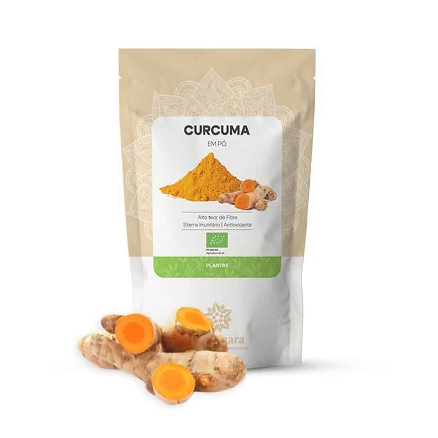 Curcuma em Pó BioSamara 125 g, especiaria em pó de origem vegetal para usar em bebidas, pratos salgados e receitas caseiras.

