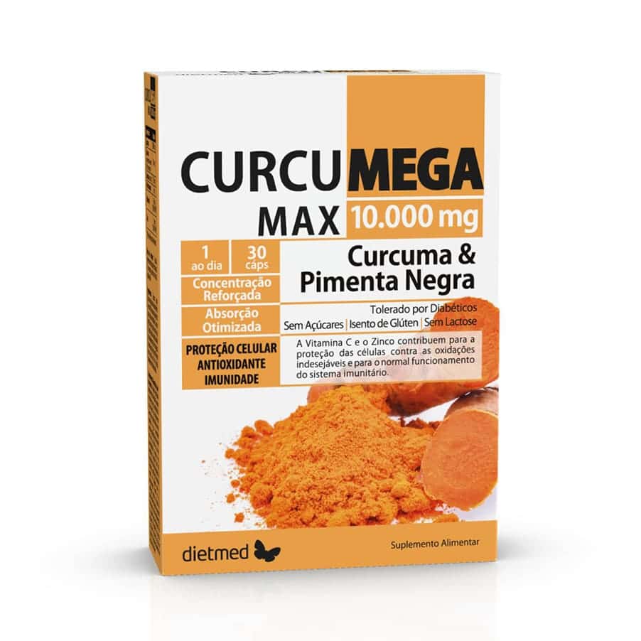 Curcumega Max contém vitamina C e zinco que contribuem para a proteção das células.