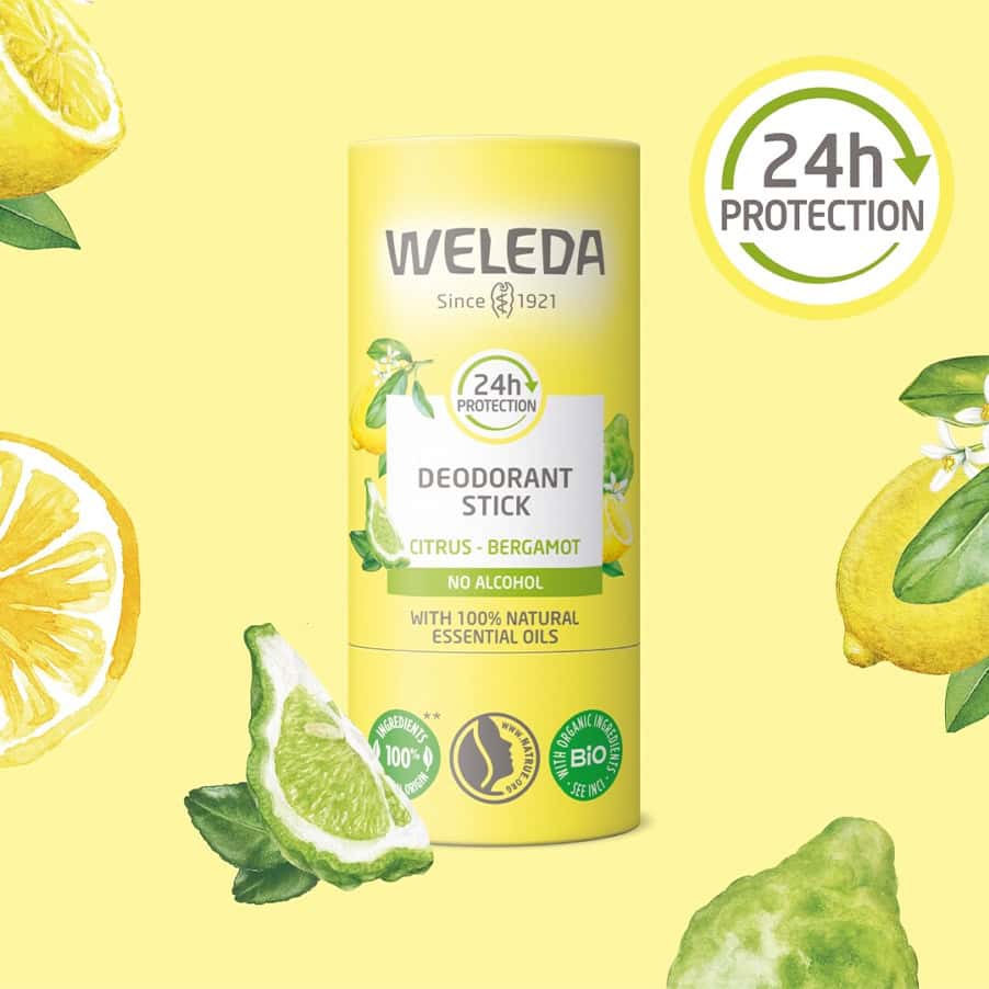 Desodorizante em Stick 24h Citrus 50g Weleda é um desodorizante de origem natural que ajuda a proteger contra odores durante 24 horas.