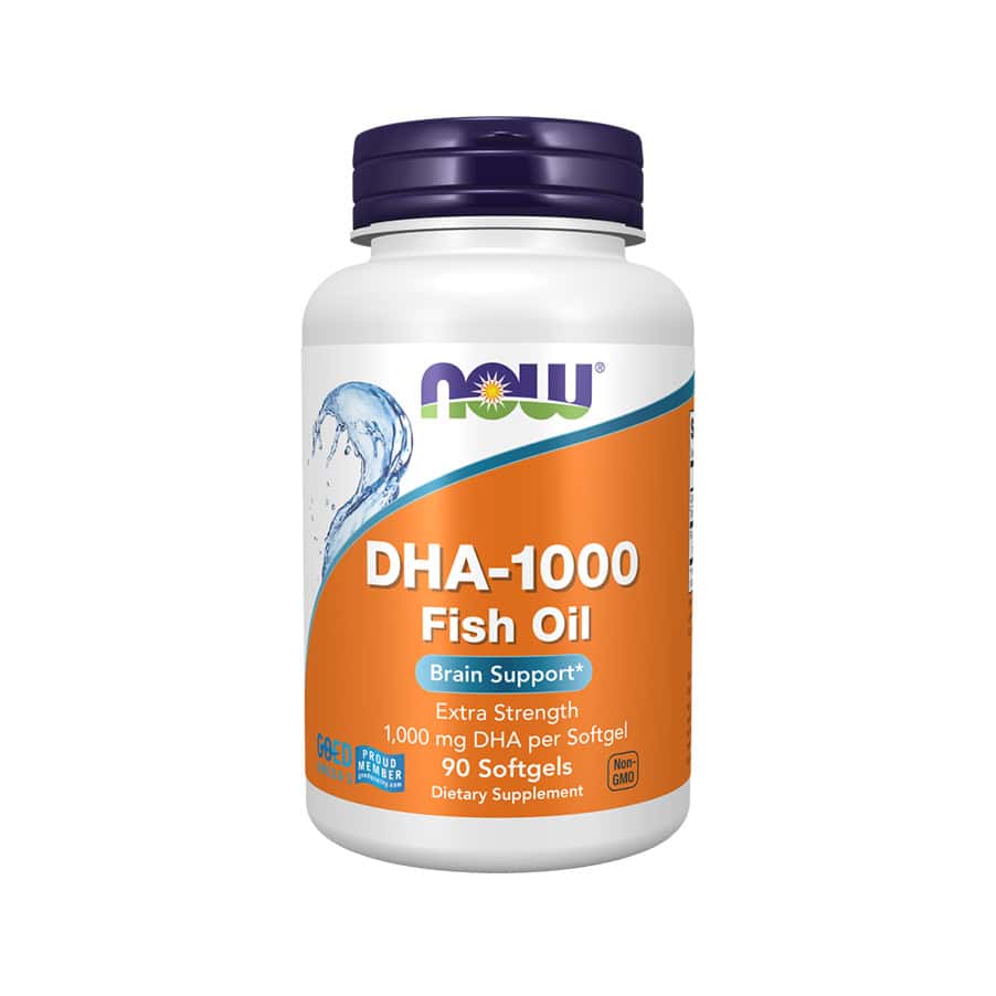 DHA-1000 Fish Oil 90 Cápsulas Now Foods O DHA-1000 Fish Oil 90 Cápsulas Now Foods é um suplemento de óleo de peixe concentrado, com elevada quantidade de DHA.