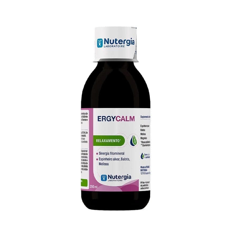 O ERGYCALM da Nutergia é um suplemento alimentar formulado com espinheiro-alvar, balota, melissa e magnésio.