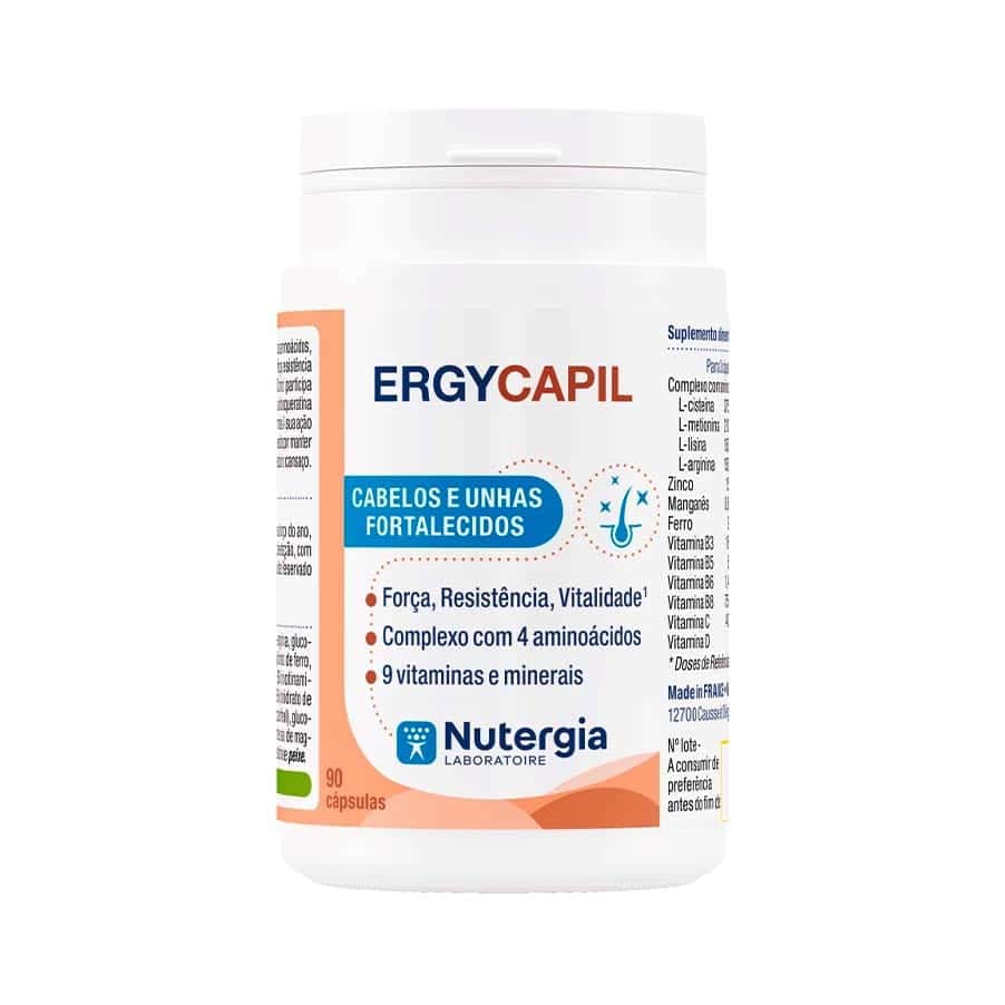 O ERGYCAPIL é uma sinergia de aminoácidos e nutrientes para dar força, resistência e vitalidade ao cabelo e unhas.