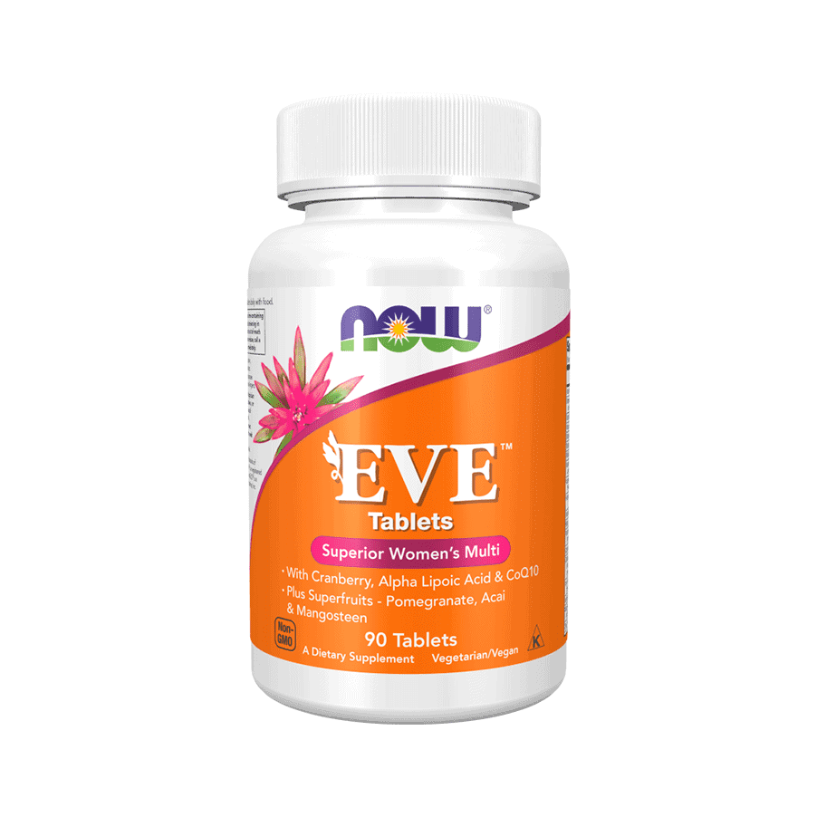 EVE Multivitaminas e Minerais mulheres, com 38 nutrientes essenciais, antioxidantes, extratos vegetais que promovem energia, equilíbrio hormonal e beleza.
