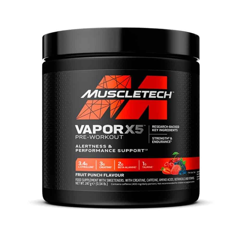 O VaporX5 Pre-Workout da MuscleTech é um suplemento pré-treino completo, formulado para fornecer energia explosiva, foco intenso, aumento de força...