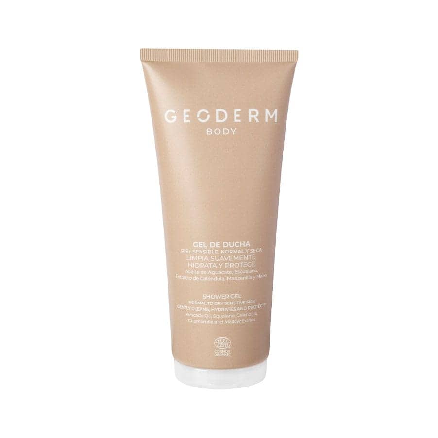 Gel de Banho Geoderm em embalagem de 200 ml, cuidado corporal para a higiene diária da pele.
