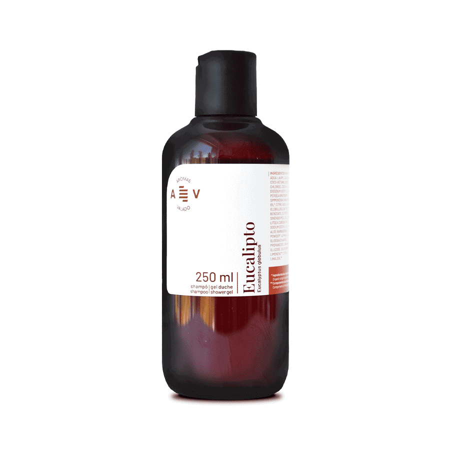 Champô e Gel duche de origem natural, hidratante, enriquecido com óleo vegetal de abacate e jojoba e aromatizado com óleo essencial de eucalipto.