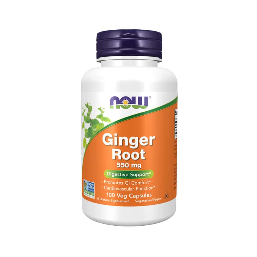 O Ginger Root 550mg 100 Cápsulas Now Foods é um suplemento de raiz de gengibre, utilizada para apoiar o conforto digestivo e o bem-estar diário.