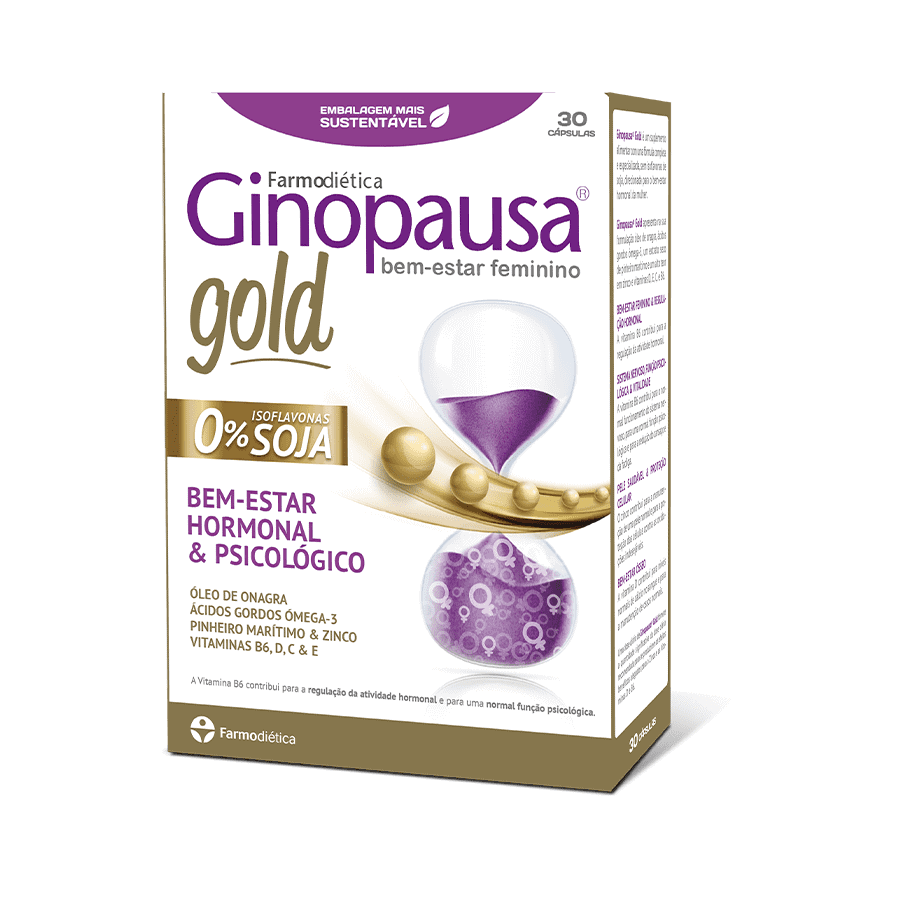 Ginopausa Gold da Farmodiética é um suplemento alimentar com uma fórmula completa e especializada, sem isoflavonas de soja, direccionada para o bem-estar hormonal da mulher.