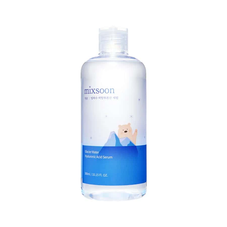 Sérum facial Mixsoon Glacier Water com ácido hialurónico em embalagem de 300 ml.