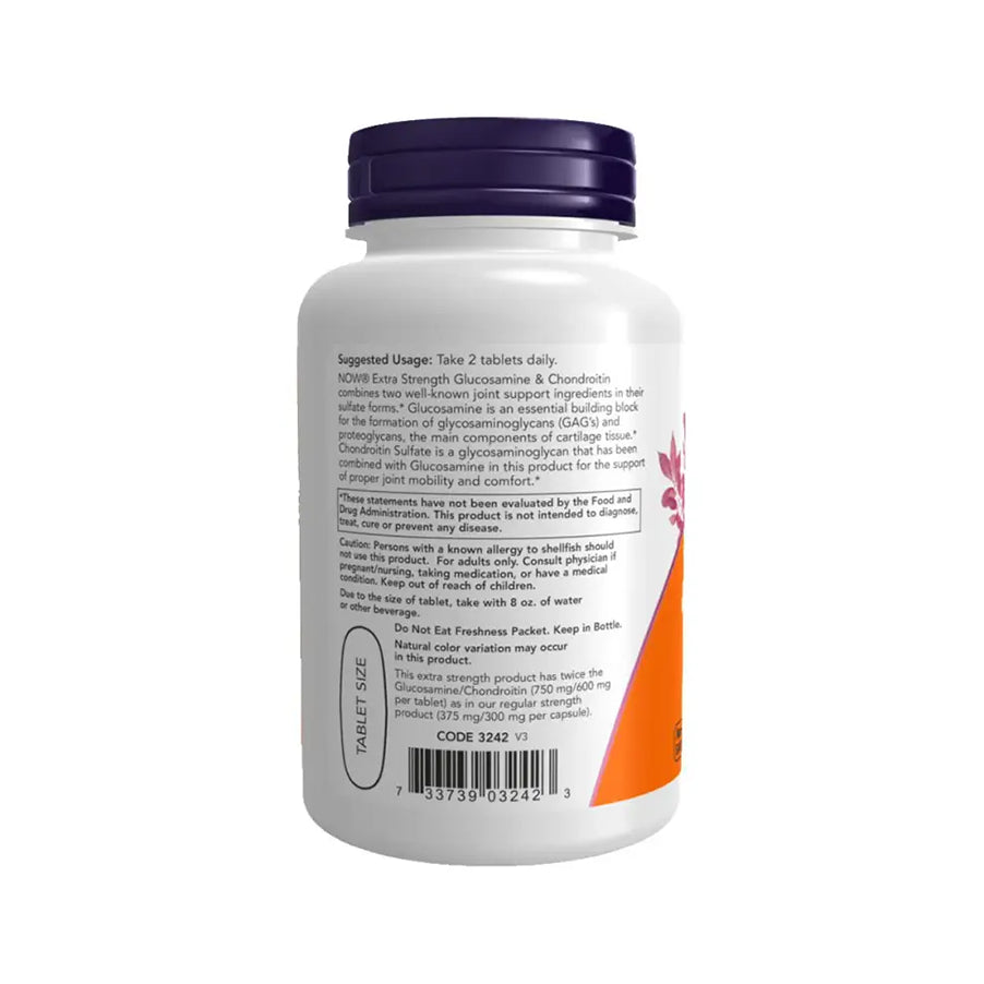 Glucosamina e Condroitina Extra Strength 120 Comprimidos Now Foods