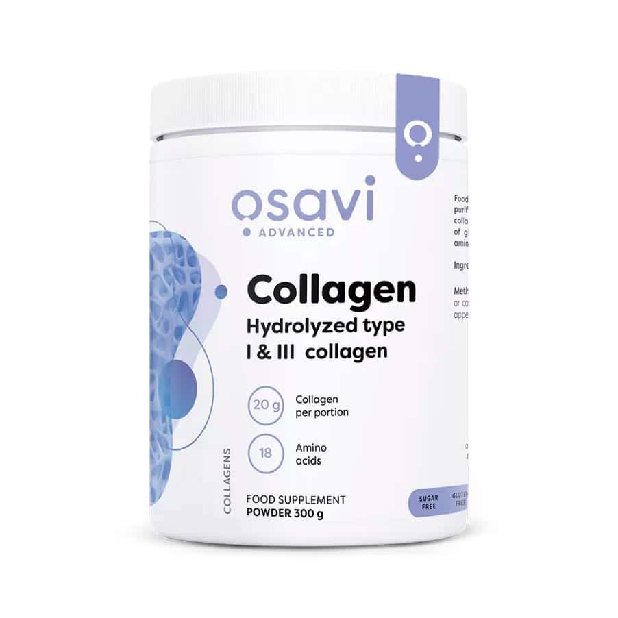 Suplemento alimentar em pó com proteínas de colágeno hidrolisado altamente purificadas obtidas a partir de colágeno tipo I e III.