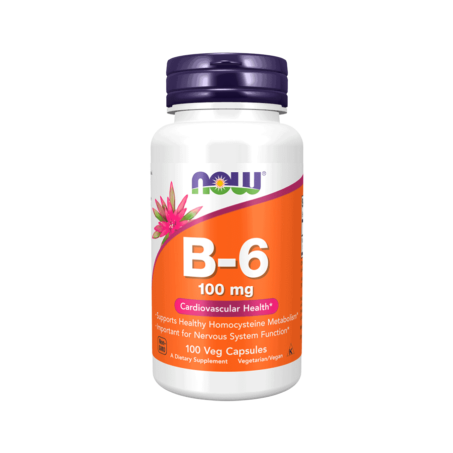 Suplemento de vitamina B6 que apoia o metabolismo energético, a saúde neurológica e cardiovascular, com fórmula de alta potência e fácil absorção.