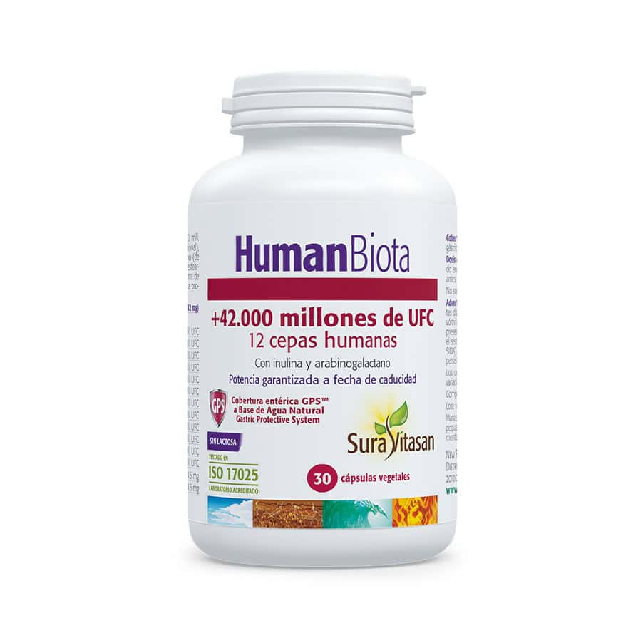 Human Biota 30 Cápsulas Sura Vitasan é um complexo probiótico pensado para complementar a tua microbiota e rotina do dia a dia.