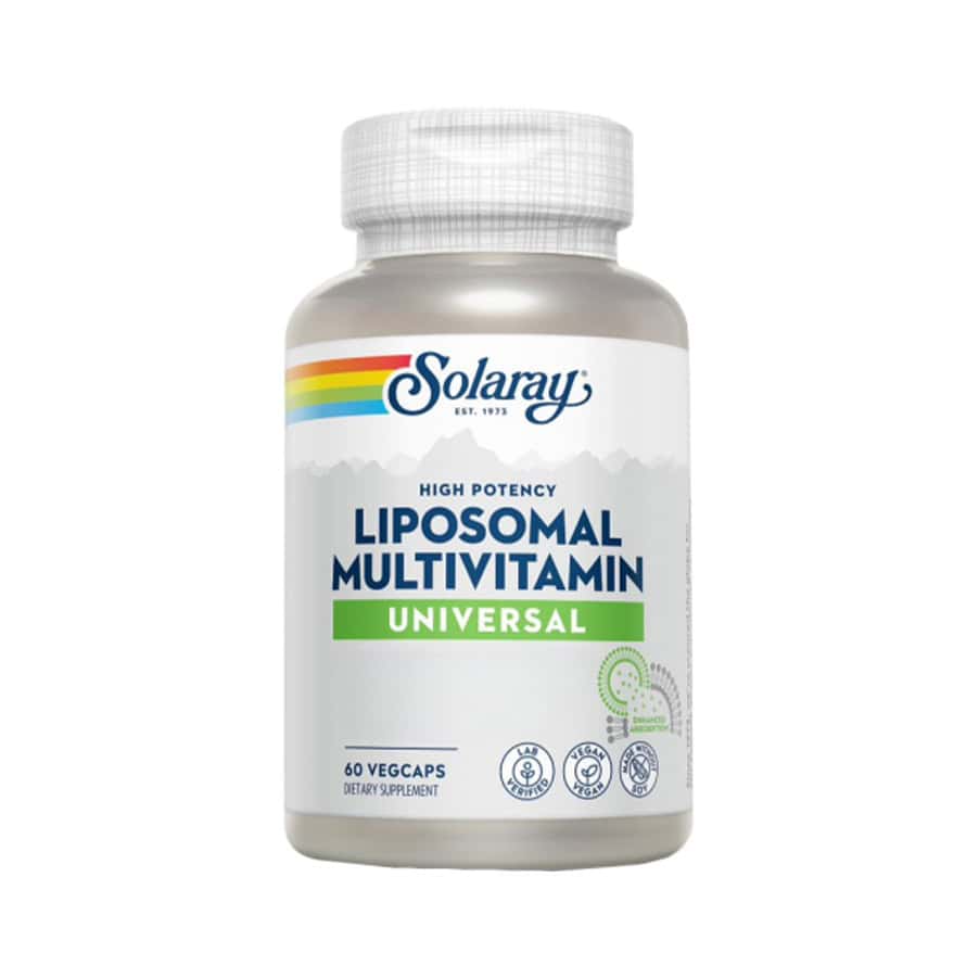 O Multivitamínico Universal Solaray combina vitaminas e minerais lipossomais de alta biodisponibilidade, numa fórmula vegetal completa para uso diário.