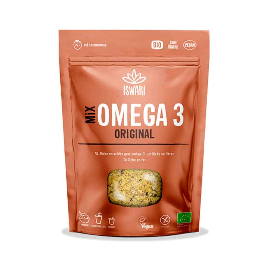 Mix Ómega 3 Original 200g Iswari, mistura de sementes moídas para adicionar a refeições e receitas.