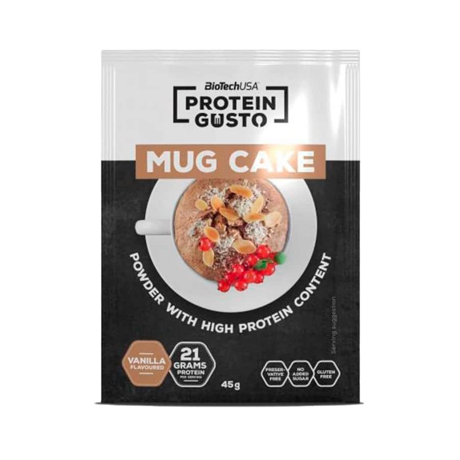 O Bolo de Caneca de Proteina da BioTechUSA é uma mistura em pó para bolo de caneca com alto teor de proteína e sem adição de açúcares.