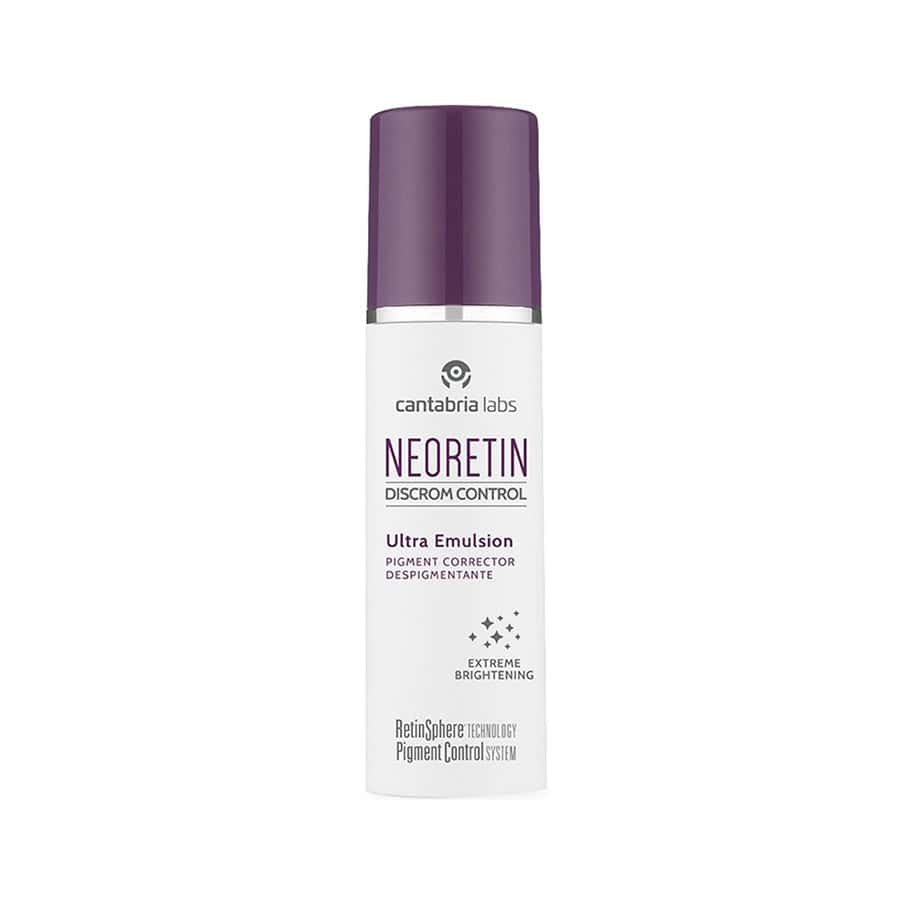 Neoretin Ultra Emulsão de rosto de uso cosmético, com textura leve e rápida absorção, indicada para pele com tendência a manchas e sinais de envelhecimento.