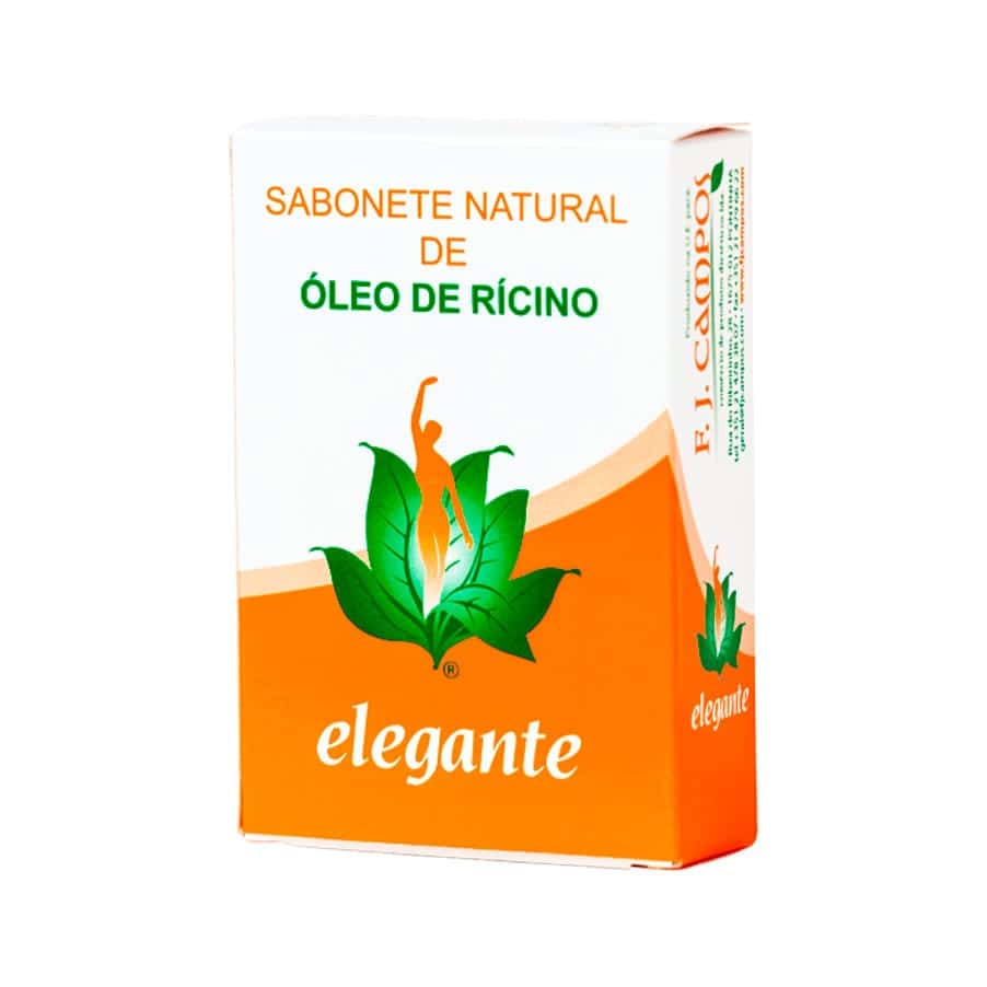 Sabonete Óleo de Rícino 140gr Elegante F. J. Campos, sabonete corporal com óleo de rícino para pele seca e áspera.
