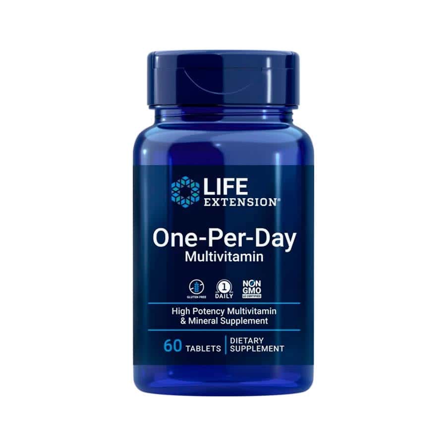 Multivitamínico com uma apenas uma toma diária da marca Life Extension é uma excelente opção para quem necessita de Vitaminas, Minerais e antioxidantes.