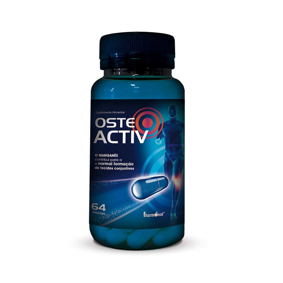 Osteo Activ 64 cápsulas é um suplemento alimentar com manganês que contribui para a normal formação do tecido conjuntivo.