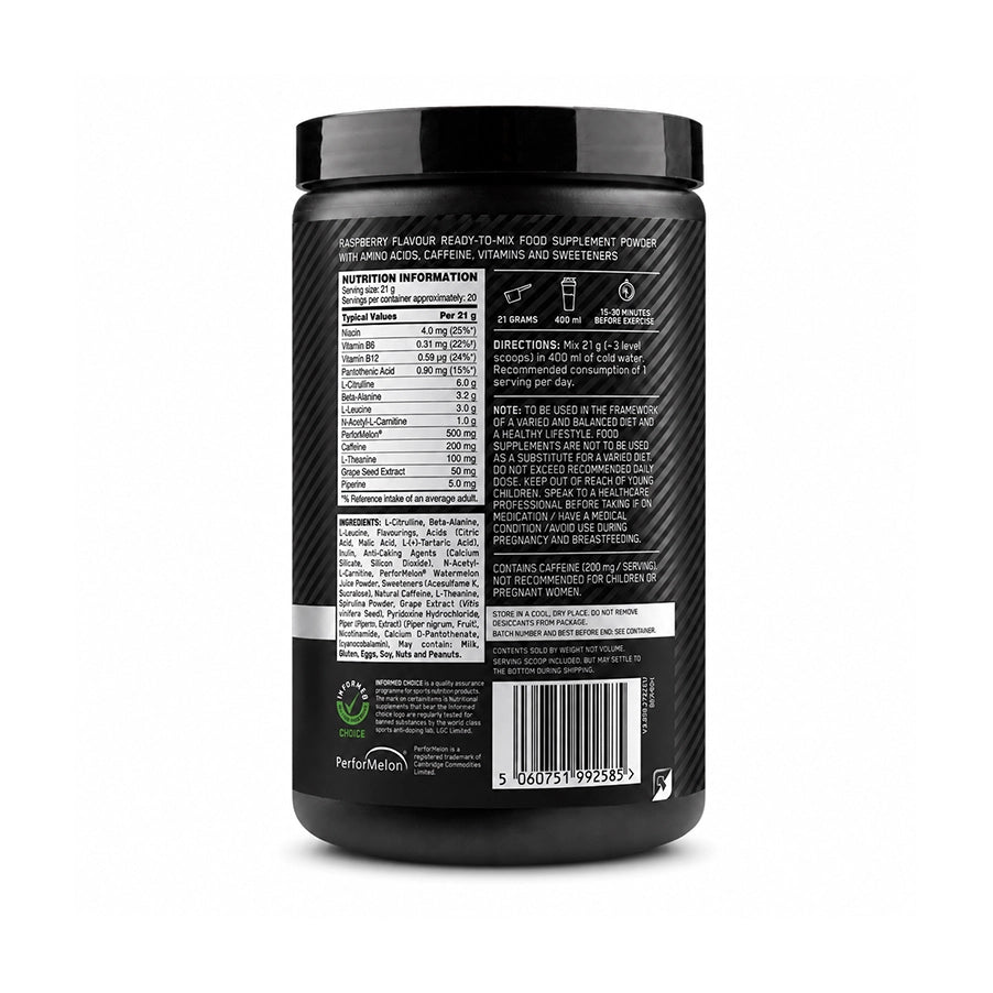 Platinum Pre-Workout Framboesa 420gr Optimum Nutrition, suplemento pré-treino em pó com cafeína, L-citrulina e beta-alanina.
