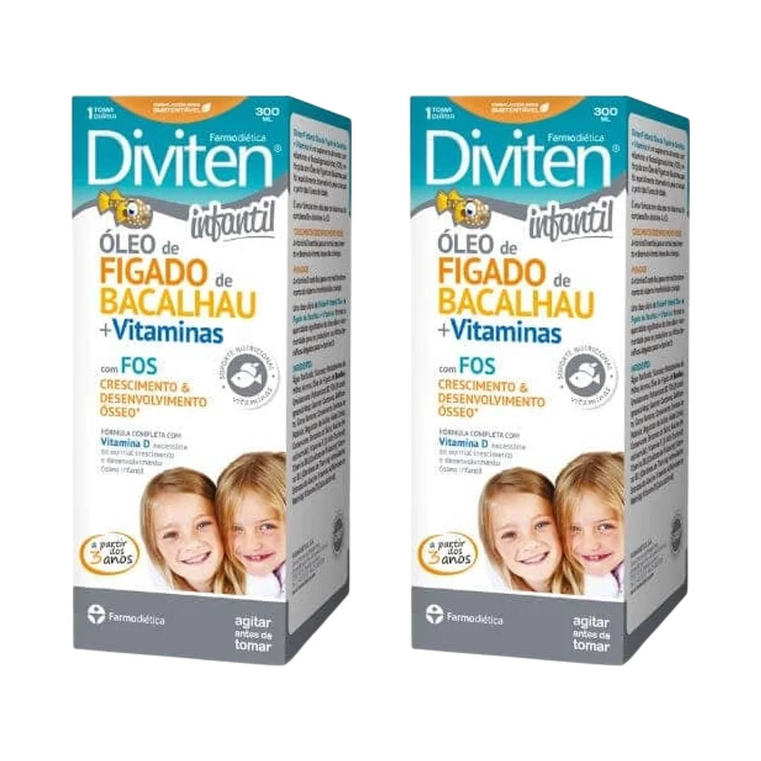 O Diviten Infantil Óleo de Fígado de Bacalhau 300ml Farmodiética é um suplemento alimentar líquido formulado com óleo de fígado de bacalhau.