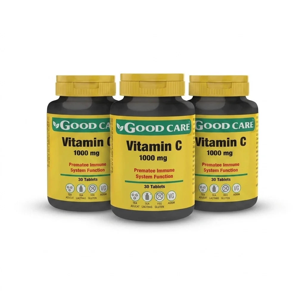 A Vitamina C 1000 mg Good Care é um suplemento alimentar apresentado em comprimidos, desenvolvido para complementar a ingestão diária de vitamina C.