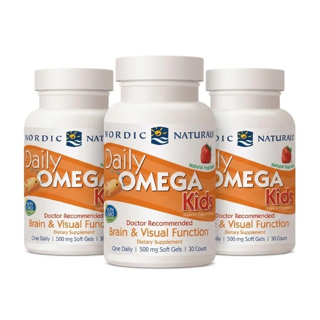 O Daily Omega-3 Kids 30 Cápsulas Nordic Naturals é um suplemento alimentar em cápsulas mastigáveis formulado com óleo de peixe.