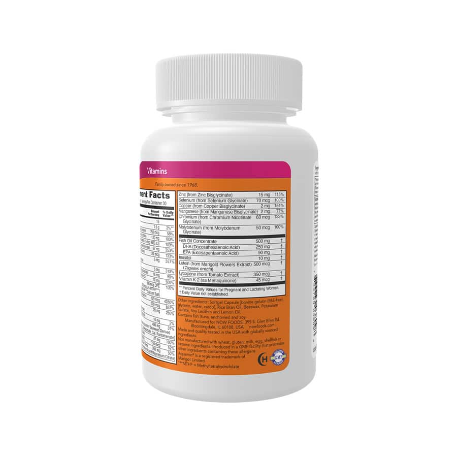 O Prenatal Gels + DHA da NOW Foods é um suplemento formulado para apoiar as necessidades nutricionais durante a gravidez.