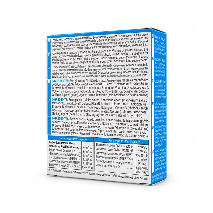 Probidiet Defensas 30 cápsulas da NovaDiet, suplemento alimentar com 8 estirpes probióticas, beta-glucanos e vitamina D.