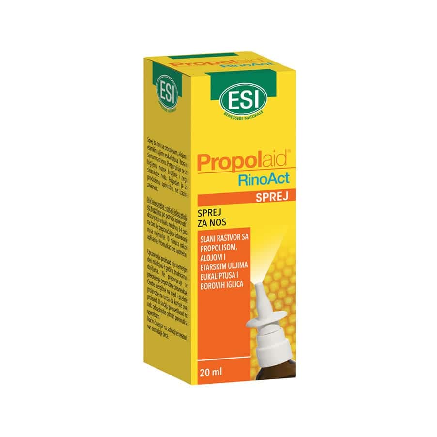 Propolaid Rino Act é um produto elaborado a partir de extrato de Propólis, Aloé Vera, e óleos essenciais de Eucalipto e Pinheiro em solução hidrossalina.