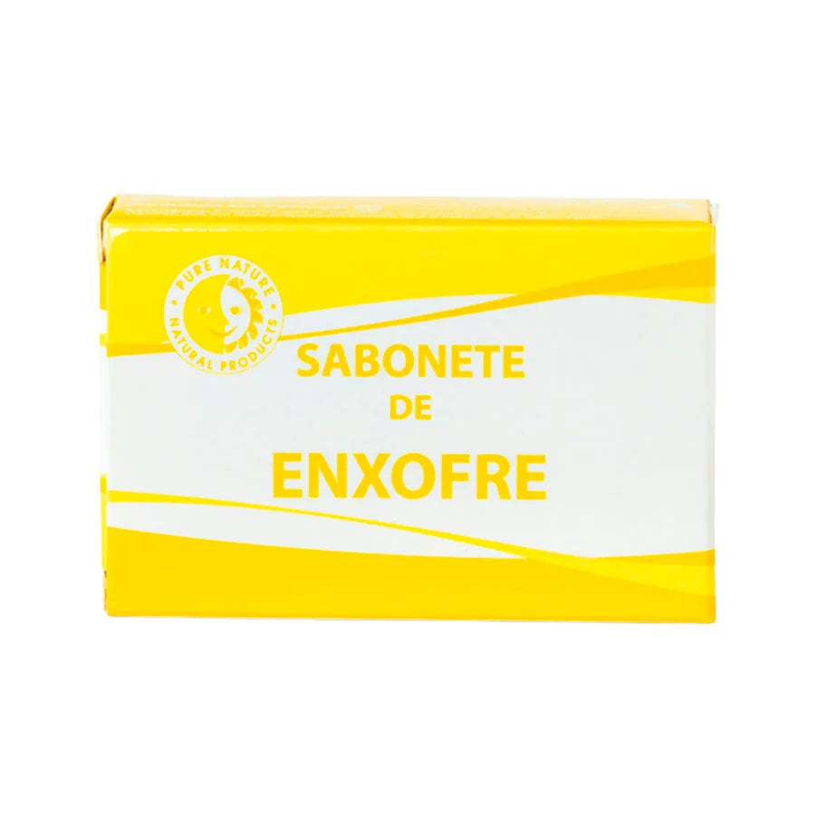 Sabonete Enxofre 90gr Pure Nature F. J. Campos para higiene diária da pele com tendência oleosa.
