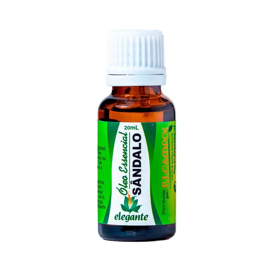 Óleo Essencial de Sândalo Elegante 20ml F. J. Campos com aroma amadeirado, quente e envolvente.