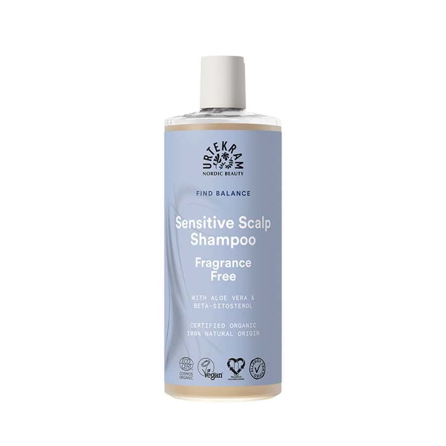 Shampoo Sem Fragrância para Couro Cabeludo Sensível 500ml Urtekram limpa suavemente o couro cabeludo sensível sem fragrância adicionada.
