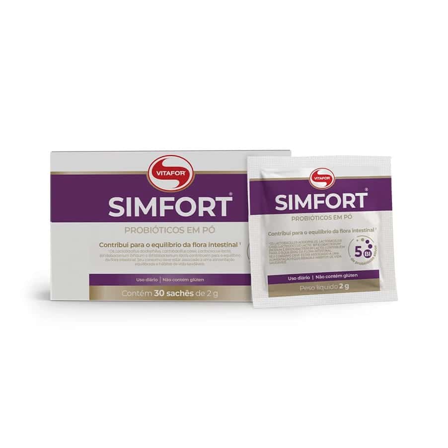 O Simfort Probiótico 30 Saquetas da Vitafor é um suplemento alimentar formulado com uma associação de cinco estirpes de culturas bacterianas: Lactobacillus acidophilus, Lactobacillus casei, Lactococcus lactis, Bifidobacterium bifidum e Bifidobacterium lactis.